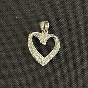 Sterling Silver NFTH Pave Heart Pendant Open Design Sparkle 1” Gift